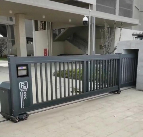 昆山巴城凤栖园中小学电动大门工程案例｜电动直线门 + 单轨段滑门项目